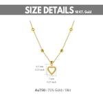 18ct Real Gold Heart Necklaces for Women, Love You Forever Yellow Gold Heart Pendant Necklace Jewelry Anniversary Birthday Gift for Her, Mom, Wife 18”