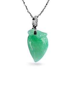 Dahlia Jade Necklace for Love Prosperity & Longevity, Real Grade A Certified Burma Jadeite Peach Heart, Sterling Silver Bale & Italy Chain, Anti Tarnish Rodhium Plated, One of a Kind 27