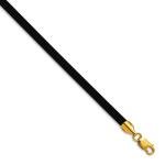 JewelryWeb 14k Yellow Gold 3mm Yellow Clasp Black Rubber Cord Necklace 16 Inch Lobster Claw Pendant-Necklace for Women