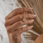 Baileys Fine Jewelry 14K Solid Gold Custom Wax Seal Letter Necklace for Women – Personalized Fine Jewelry Monogram Pendant Gift – A–Z Initials in Yellow, Rose & White Gold