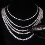 Gem's Beauty 45 CT Moissanite Tennis necklaces 4mm D Color VVS1 Round Cut Diamond Tennis necklaces 14k White Gold Plated 925 Sterling Silver Tennis necklaces for Women-24IN/60.96CM-1