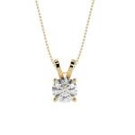 Houston Diamond District 0.37 to 10 Carat IGI Certified LAB GROWN Round Cut 4 Prong Diamond Pendant Necklace Superior Collection (E-F Color, VS2-SI1 Clarity) 14K Yellow Gold 16" Silver Chain 0.51 Carat