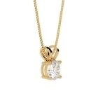 Houston Diamond District 0.37 to 10 Carat IGI Certified LAB GROWN Round Cut 4 Prong Diamond Pendant Necklace Superior Collection (E-F Color, VS2-SI1 Clarity) 14K Yellow Gold 16" Silver Chain 0.51 Carat