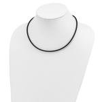 JewelryWeb 14k Yellow Gold 3mm Yellow Clasp Black Rubber Cord Necklace 16 Inch Lobster Claw Pendant-Necklace for Women