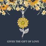 14ct Solid Gold Sunflower Necklace for Women, You Are My Sunshine Yellow Gold Sunflower Pendant with Crystal Birthday Anniversary Jewelry Gifts for Mom, Wife, Sister 16"+2"