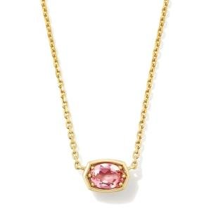 Kendra Scott Marisa Oval Solitaire Pendant Necklace, 18k Yellow Gold, Pink Tourmaline