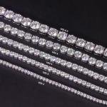Gem's Beauty 45 CT Moissanite Tennis necklaces 4mm D Color VVS1 Round Cut Diamond Tennis necklaces 14k White Gold Plated 925 Sterling Silver Tennis necklaces for Women-24IN/60.96CM-1