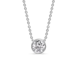 Fascinating Diamonds Bezel Set Solitaire Pendant for Women IGI Certified Sterling Silver 1 Carat Round Cut Lab Grown Diamond Choker Pendant Necklace With 18" Chain (E-F-G, VS1-VS2, 1 c.t.w)