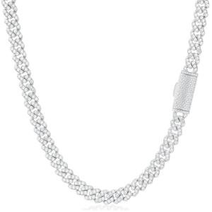 KRKCLIFE Moissanite Cuban Link Chain Bracelet & Necklace for Men Women 24.4CT, 14K Gold Plated S925 Sterling Silver Hypoallergenic, Hip Hop Jewelry Birthday Gifts,D Color VVS1 6mm Width 24inches