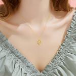 14K Solid Gold Mom Heart Necklace for Women, I Love You Mom Real Gold Love Heart Flower Pendant Mother Jewelry Anniversary Christmas Gift for Mother, Wife 16-18 Inch