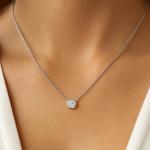 Fascinating Diamonds Bezel Set Solitaire Pendant for Women IGI Certified Sterling Silver 1 Carat Round Cut Lab Grown Diamond Choker Pendant Necklace With 18" Chain (E-F-G, VS1-VS2, 1 c.t.w)