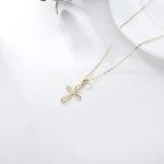 Natural Diamond Cross Necklace in 14K Gold, Solid Yellow Gold Blessing Cross Pendant Jewelry Anniversary Christmas Gift for Women 18 Inch
