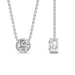Fascinating Diamonds Bezel Set Solitaire Pendant for Women IGI Certified Sterling Silver 1 Carat Round Cut Lab Grown Diamond Choker Pendant Necklace With 18" Chain (E-F-G, VS1-VS2, 1 c.t.w)