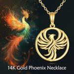 KECHO 14k Gold Phoenix Necklace Yellow Gold Phoenix Pendant Birthday Gifts for Women Jewelry Gifts for Her