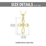 Natural Diamond Cross Necklace in 14K Gold, Solid Yellow Gold Blessing Cross Pendant Jewelry Anniversary Christmas Gift for Women 18 Inch