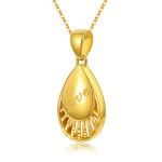 18K Gold Shiny Teardrop Necklace for Women, 5mm Thick Yellow Gold Engraved Love Teardrop Pendant Jewelry Anniversary Birthday Christmas Gift for Wife, Mom 18inch