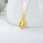 18K Gold Shiny Teardrop Necklace for Women, 5mm Thick Yellow Gold Engraved Love Teardrop Pendant Jewelry Anniversary Birthday Christmas Gift for Wife, Mom 18inch