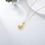 18K Gold Shiny Teardrop Necklace for Women, 5mm Thick Yellow Gold Engraved Love Teardrop Pendant Jewelry Anniversary Birthday Christmas Gift for Wife, Mom 18inch