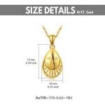 18K Gold Shiny Teardrop Necklace for Women, 5mm Thick Yellow Gold Engraved Love Teardrop Pendant Jewelry Anniversary Birthday Christmas Gift for Wife, Mom 18inch