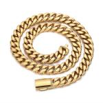 18k Gold Necklace Men's Solid Cuban Chain Hip-hop Punk Style Necklace 16/20/24/28 Inches Christmas Thanksgiving Valentine's Day Gift Box (28 IN)