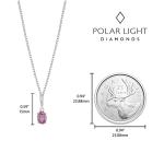 10K White Gold 6x4mm Oval Cut Pink Tourmaline & 1/20 Ct Diamond Topped Pendant Necklace (H-I Color, SI2-I1 Clarity) - 18” Rolo Chain - October