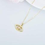 14K Solid Gold Evil Eye Necklace for Women, Yellow Gold Evil Eye Pendant Lucky Protection Jewelry Gift for Her, Wife, Mother 18"