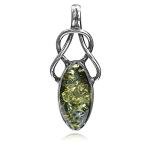 Celtic Green Amber Sterling Silver Pendant by Ian & Valeri