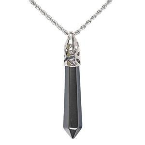 Natural Hematite Hexagonal Pointed Chakra Pendant Necklace