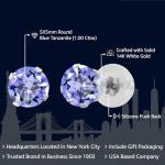 White Gold Tanzanite Stud Earrings, 1.00 Cttw, Round