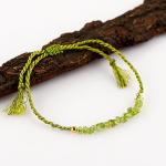 Peridot Chip Braided Bracelet, Energy Healing Gemstone Jewelry