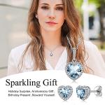 March Aquamarine Birthstone Heart Earrings, Hypoallergenic Sterling Silver