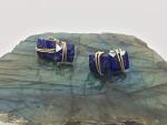 Lapis Lazuli Square Stud Earrings, 14k Gold Filled