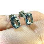 Sterling Silver Tanzanite Oval Stud Earrings Women's Jewelry