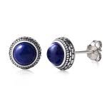 Blue lapis lazuli silver stud earrings - Hypoallergenic