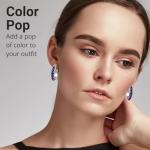 Platinum Plated Blue Lapis Hoop Earrings for Women