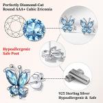 Sterling Silver Aquamarine Birthstone Butterfly Stud Earring