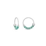 Sterling Silver Turquoise Beaded Helix Hoops, Handmade