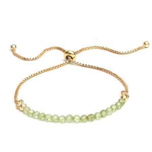 Peridot Beaded Bracelet, August Birthstone Bolo Bracelet