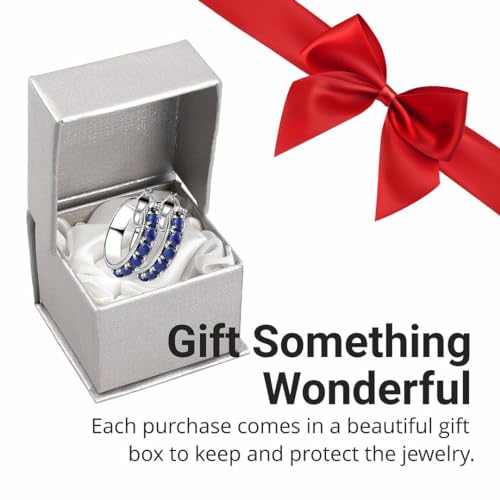 Platinum Plated Blue Lapis Hoop Earrings for Women