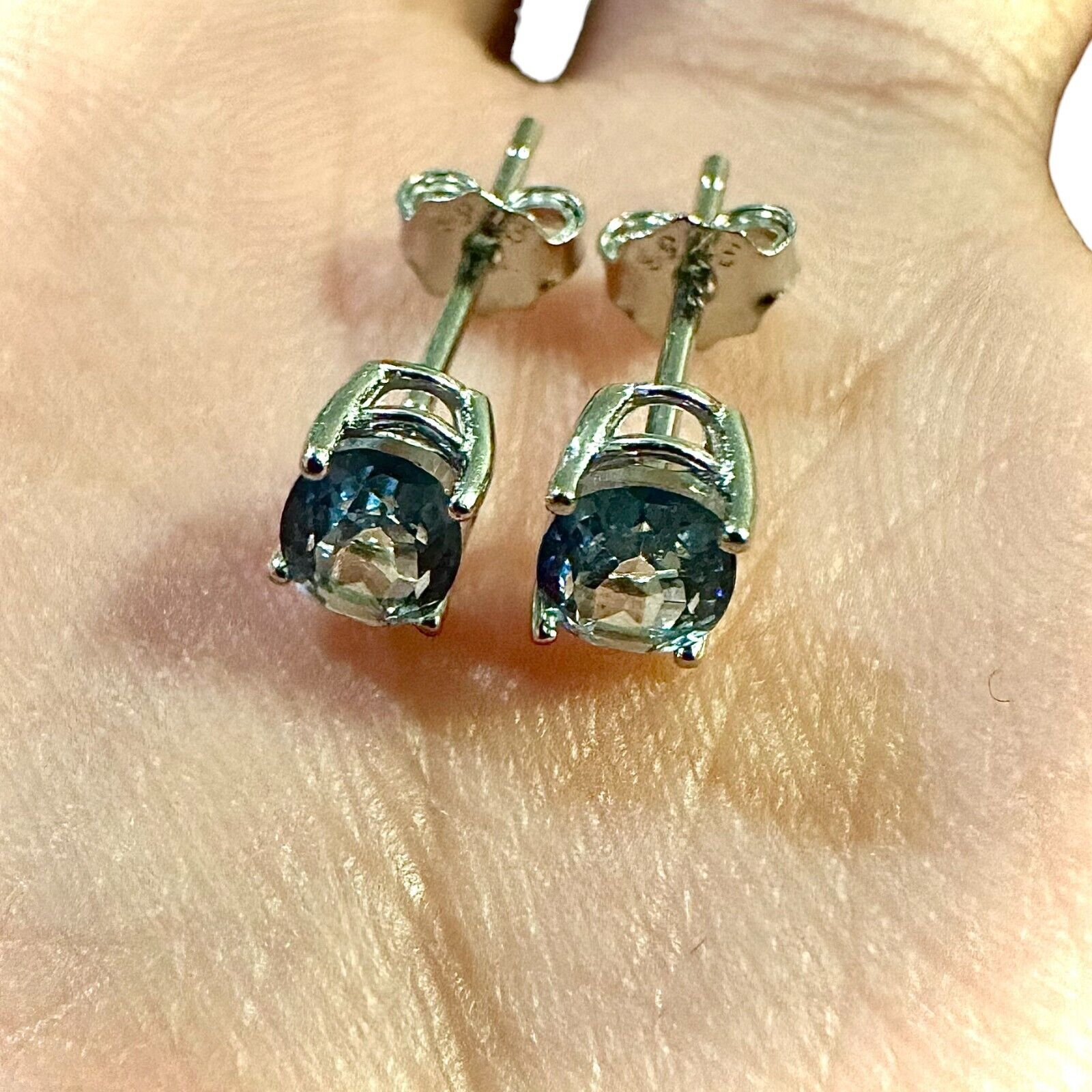 Sterling Silver Tanzanite Oval Stud Earrings Women's Jewelry