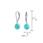 Stabilized Turquoise Silver Lever back Ball Drop Earrings
