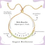 Peridot Beaded Bracelet, August Birthstone Bolo Bracelet