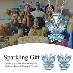 Sterling Silver Aquamarine Birthstone Butterfly Stud Earring
