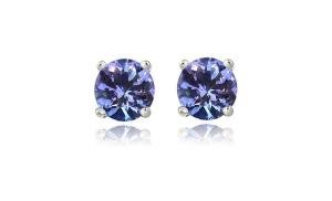 925 Silver Tanzanite Round Stud Earrings for Women