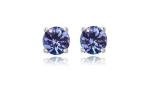 925 Silver Tanzanite Round Stud Earrings for Women