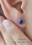 Blue lapis lazuli silver stud earrings - Hypoallergenic