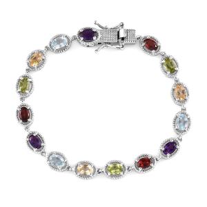 Peridot Amethyst Tennis Bracelet in 925 Sterling Silver