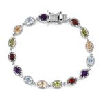 Peridot Amethyst Tennis Bracelet in 925 Sterling Silver