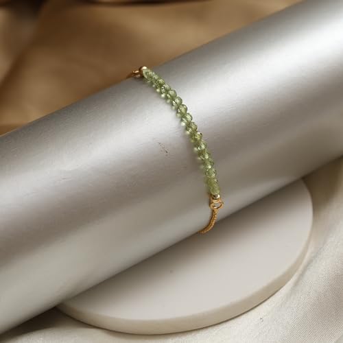 Peridot Beaded Bracelet, August Birthstone Bolo Bracelet
