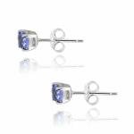 925 Silver Tanzanite Round Stud Earrings for Women